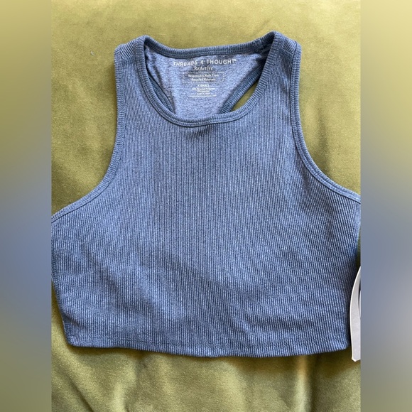 NEW Threads 4 Thought Gray Ribbed Performance Crop Tank - Picture 3 of 7